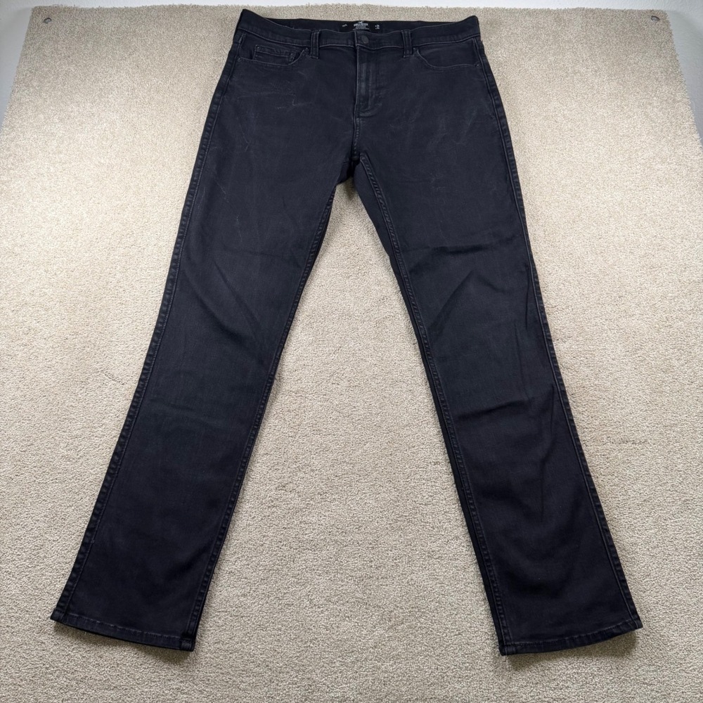 Hollister Slim Straight Advanced Stretch Black Jeans Mens 36x34 (36x31.5)